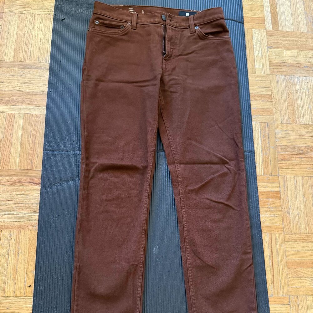 Banana Republic Slim Brushed Traveler Pant 31 x 30 Rust Brown